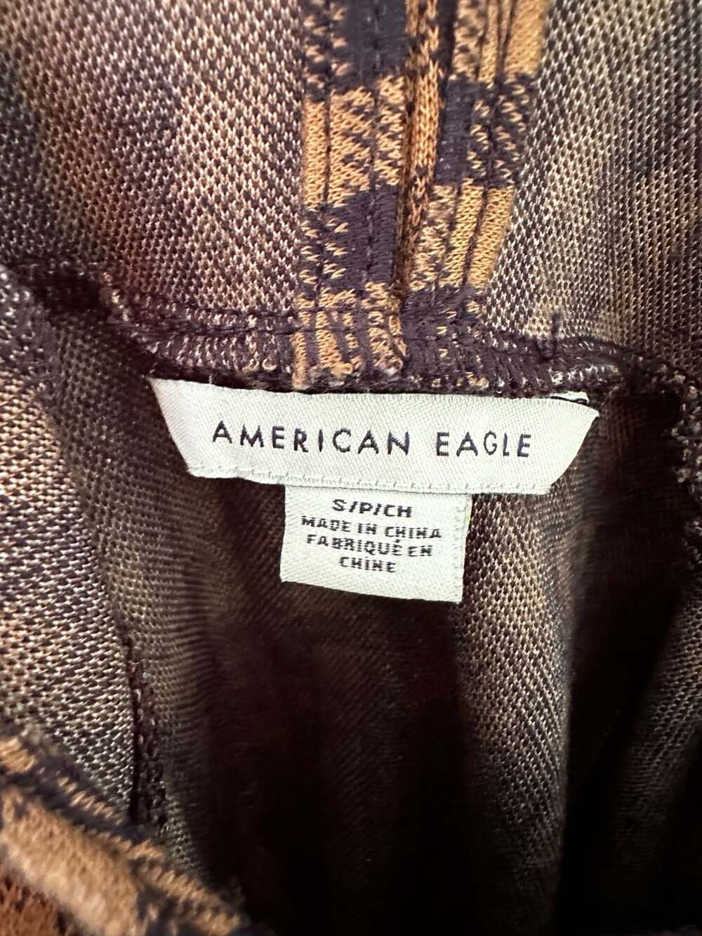 American Eagle Outfitters Womens Dress Brown and Navy Gingham Button-Front Mini - Picture 14 of 14